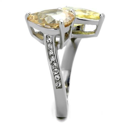 MATK1820 - High polished (no plating) Stainless Steel Ring with AAA Grade CZ in Multi Color