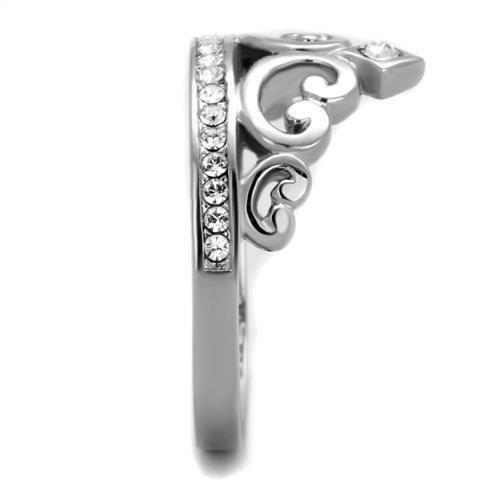 MATK1821 - High polished (no plating) Stainless Steel Ring with Top Grade Crystal in Clear