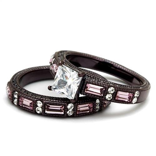 MATK1829DC - IP Dark Brown (IP coffee) Stainless Steel Ring with AAA Grade CZ in Clear