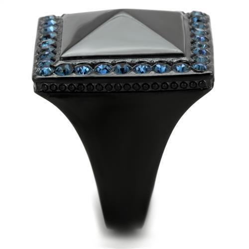 MATK1841 - IP Black(Ion Plating) Stainless Steel Ring with Top Grade Crystal in Montana