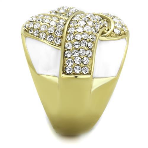 MATK1848 - IP Gold(Ion Plating) Stainless Steel Ring with Top Grade Crystal in Clear