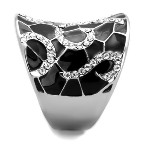 MATK1853 - High polished (no plating) Stainless Steel Ring with Top Grade Crystal in Clear
