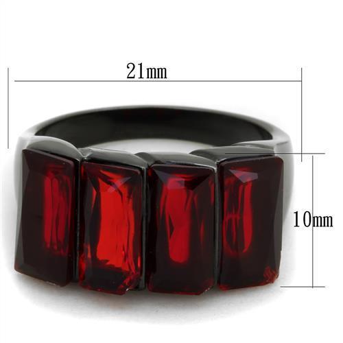 MATK1854 - IP Black(Ion Plating) Stainless Steel Ring with Synthetic Synthetic Glass in Siam