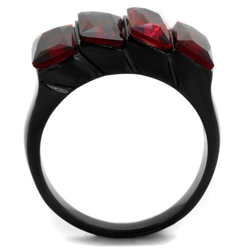 MATK1854 - IP Black(Ion Plating) Stainless Steel Ring with Synthetic Synthetic Glass in Siam