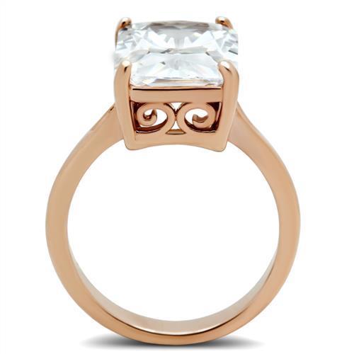 MATK1863 - IP Rose Gold(Ion Plating) Stainless Steel Ring with AAA Grade CZ in Clear