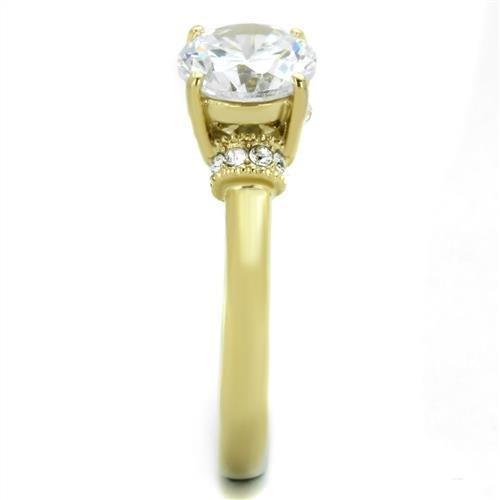 MATK1877 - IP Gold(Ion Plating) Stainless Steel Ring with AAA Grade CZ in Clear