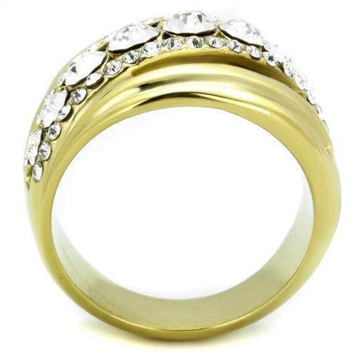 MATK1880 - IP Gold(Ion Plating) Stainless Steel Ring with Top Grade Crystal in Clear