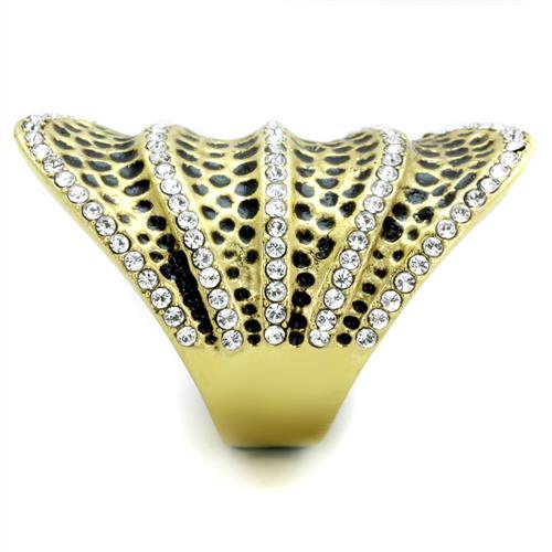 MATK1887 - IP Gold(Ion Plating) Stainless Steel Ring with Top Grade Crystal in Clear