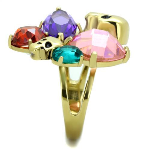 MATK1888 - IP Gold(Ion Plating) Stainless Steel Ring with AAA Grade CZ in Multi Color