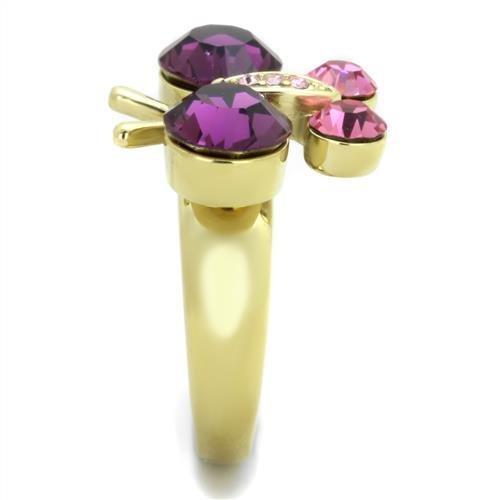 MATK1889 - IP Gold(Ion Plating) Stainless Steel Ring with Top Grade Crystal in Amethyst