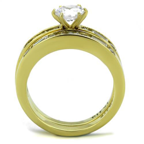 MATK1897 - IP Gold(Ion Plating) Stainless Steel Ring with AAA Grade CZ in Clear