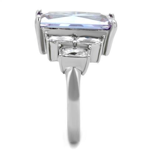 MATK1904 - High polished (no plating) Stainless Steel Ring with AAA Grade CZ in Light Amethyst