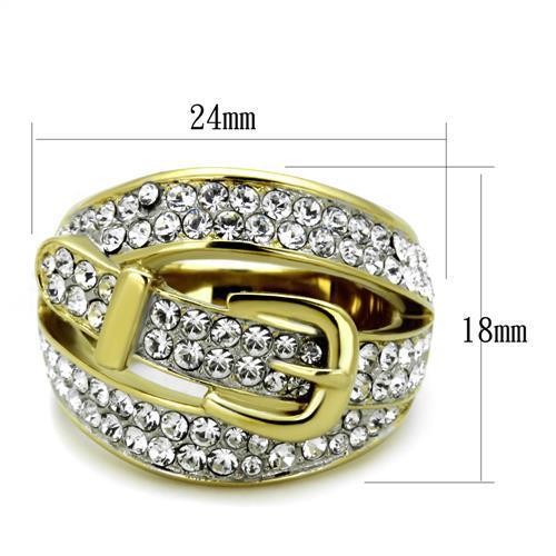 MATK1906 - Two-Tone IP Gold (Ion Plating) Stainless Steel Ring with Top Grade Crystal in Clear