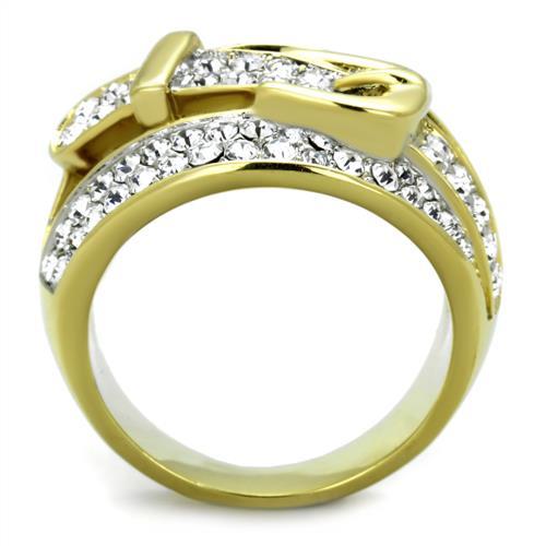 MATK1906 - Two-Tone IP Gold (Ion Plating) Stainless Steel Ring with Top Grade Crystal in Clear