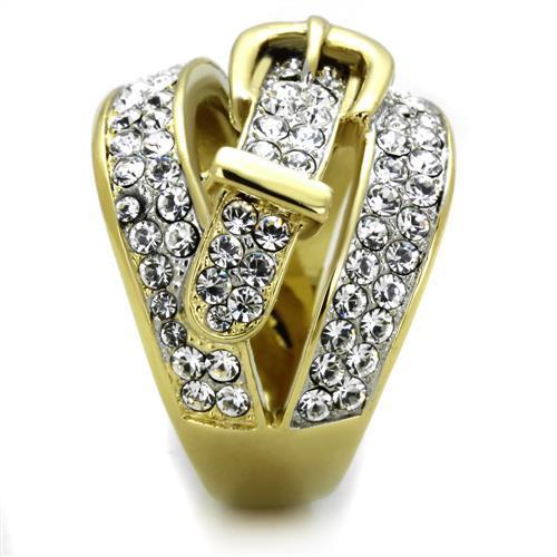 MATK1906 - Two-Tone IP Gold (Ion Plating) Stainless Steel Ring with Top Grade Crystal in Clear
