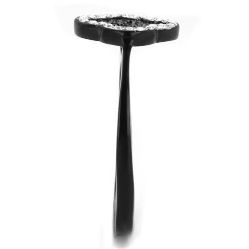 MATK1917 - Two-Tone IP Black Stainless Steel Ring with Top Grade Crystal in Jet
