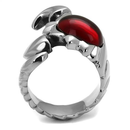 MATK1969 - High polished (no plating) Stainless Steel Ring with Synthetic Synthetic Glass in Siam