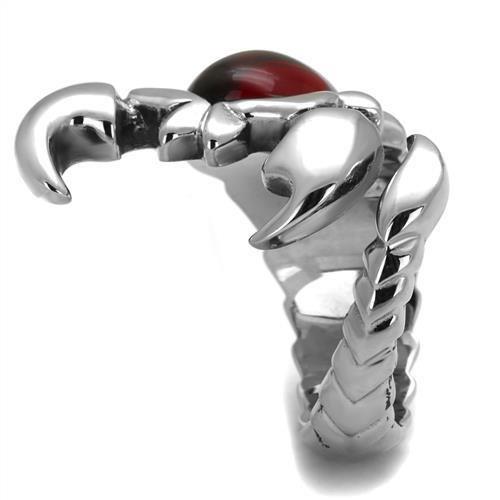 MATK1969 - High polished (no plating) Stainless Steel Ring with Synthetic Synthetic Glass in Siam