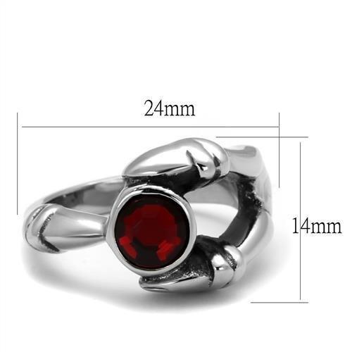 MATK1970 - High polished (no plating) Stainless Steel Ring with Top Grade Crystal in Siam