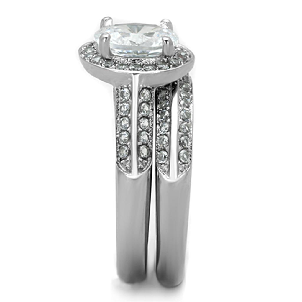 MATK1W163 - High polished (no plating) Stainless Steel Ring with AAA Grade CZ in Clear