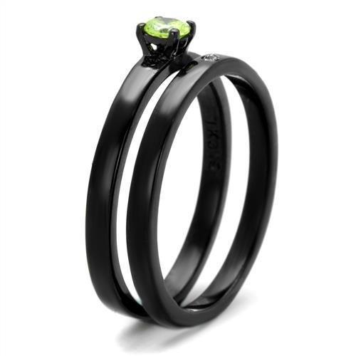 MATK2015 - IP Black(Ion Plating) Stainless Steel Ring with AAA Grade CZ in Apple Green color