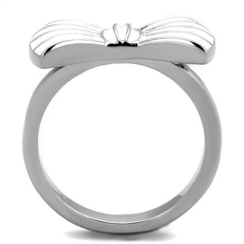 MATK2028 - High polished (no plating) Stainless Steel Ring with Epoxy in White
