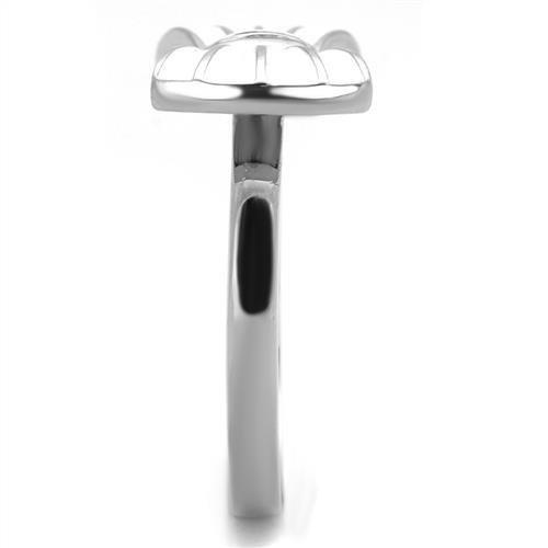 MATK2028 - High polished (no plating) Stainless Steel Ring with Epoxy in White