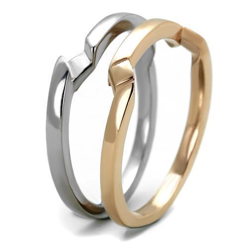 MATK2031 - Two-Tone IP Rose Gold Stainless Steel Ring with No Stone