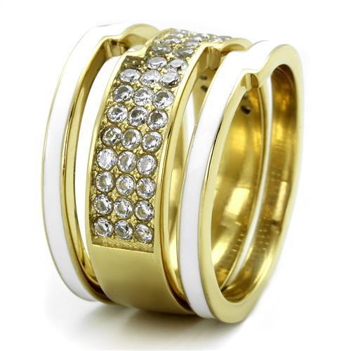 MATK2035 - IP Gold(Ion Plating) Stainless Steel Ring with AAA Grade CZ in Clear