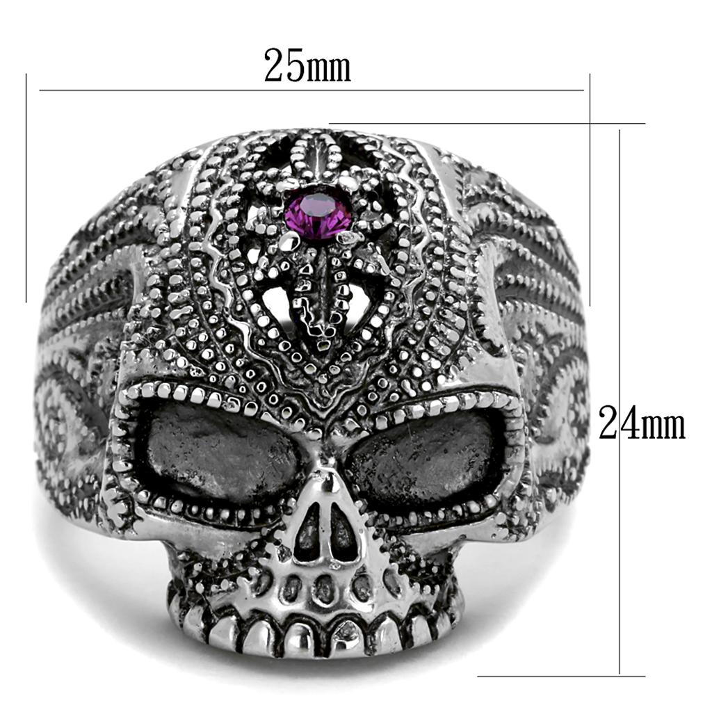 MATK2060 - High polished (no plating) Stainless Steel Ring with Top Grade Crystal in Amethyst