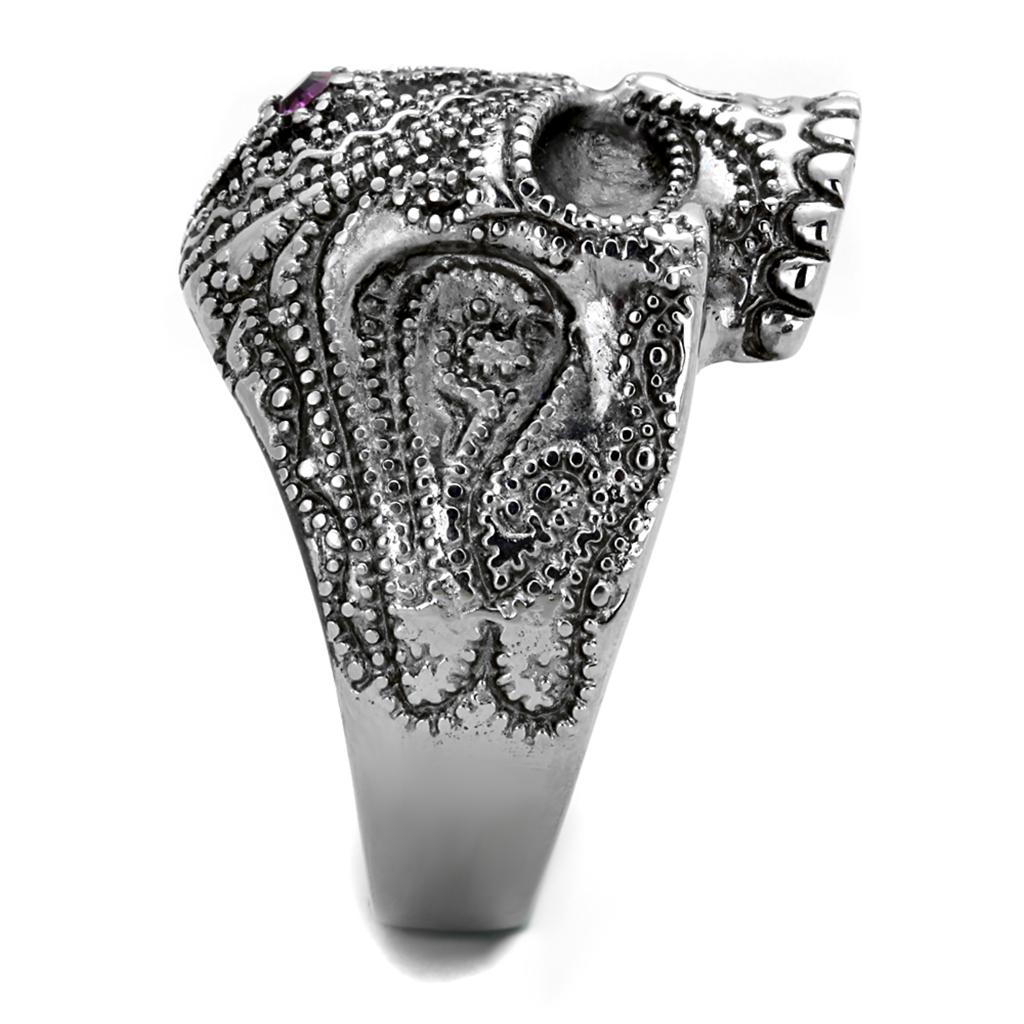 MATK2060 - High polished (no plating) Stainless Steel Ring with Top Grade Crystal in Amethyst
