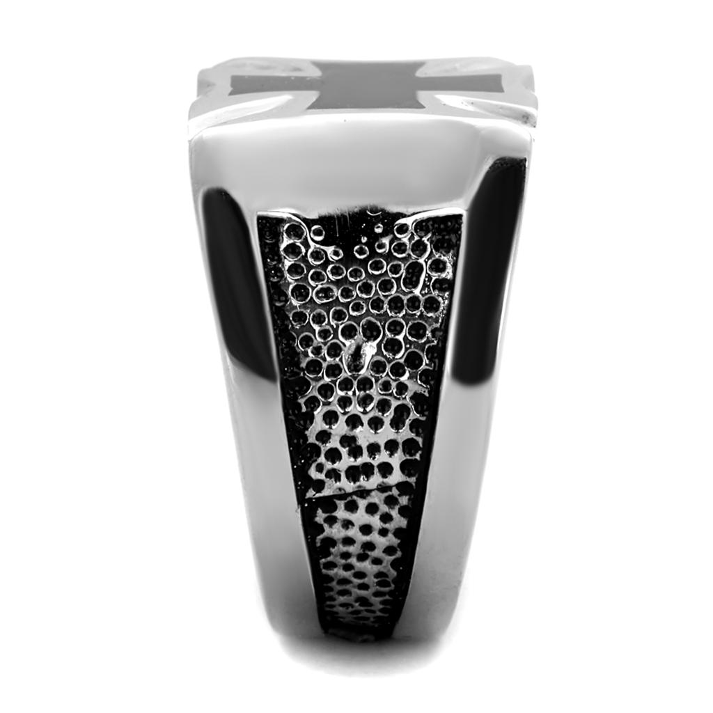 MATK2064 - High polished (no plating) Stainless Steel Ring with Epoxy in Jet