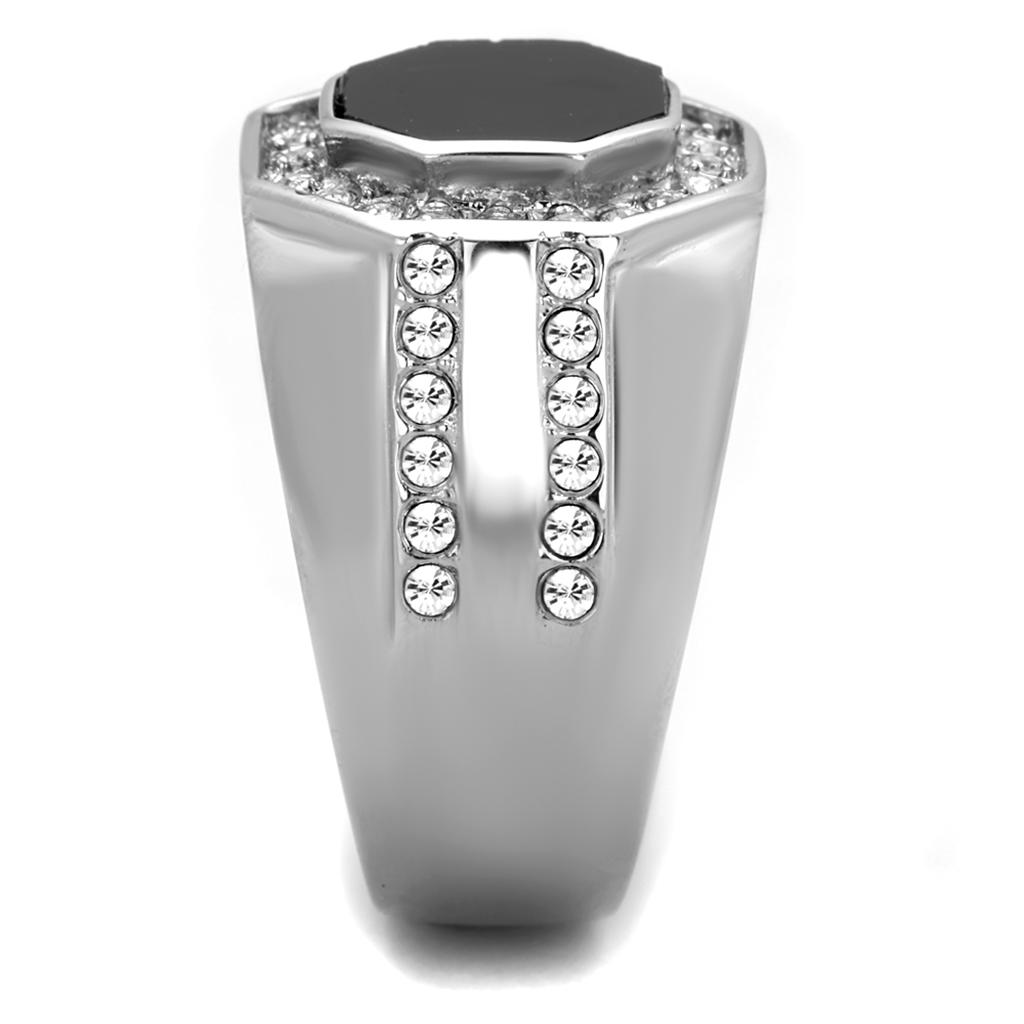 MATK2066 - High polished (no plating) Stainless Steel Ring with Top Grade Crystal in Clear