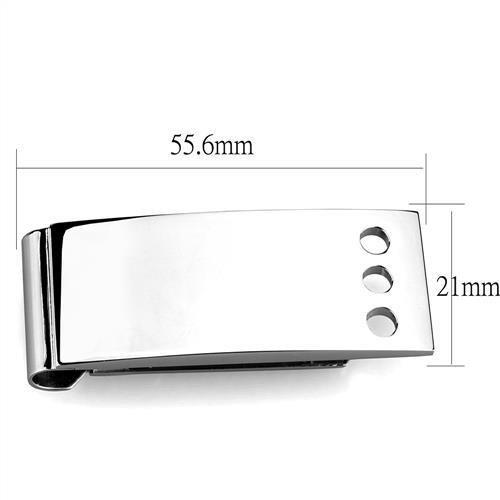 MATK2072 - High polished (no plating) Stainless Steel Money clip with No Stone