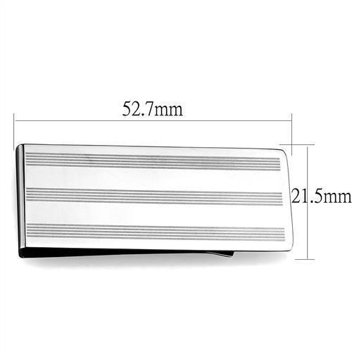 MATK2081 - High polished (no plating) Stainless Steel Money clip with No Stone