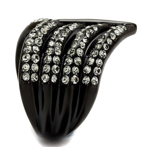 MATK2097 - IP Black(Ion Plating) Stainless Steel Ring with Top Grade Crystal in Black Diamond
