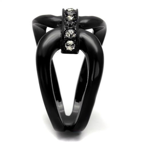 MATK2098 - IP Black(Ion Plating) Stainless Steel Ring with Top Grade Crystal in Black Diamond
