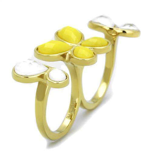 MATK2101 - IP Gold(Ion Plating) Stainless Steel Ring with Synthetic Synthetic Stone in Citrine Yellow