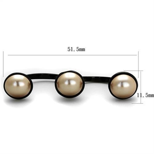 MATK2104 - IP Black(Ion Plating) Stainless Steel Ring with Synthetic Pearl in Metallic Light Gold