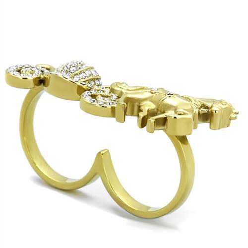 MATK2105 - IP Gold(Ion Plating) Stainless Steel Ring with Top Grade Crystal in Clear
