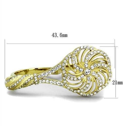 MATK2107 - IP Gold(Ion Plating) Stainless Steel Ring with Top Grade Crystal in Clear