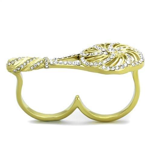 MATK2107 - IP Gold(Ion Plating) Stainless Steel Ring with Top Grade Crystal in Clear