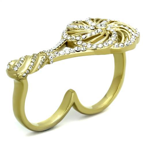 MATK2107 - IP Gold(Ion Plating) Stainless Steel Ring with Top Grade Crystal in Clear