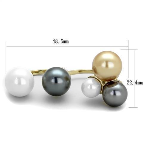 MATK2108 - IP Gold(Ion Plating) Stainless Steel Ring with Synthetic Pearl in Multi Color