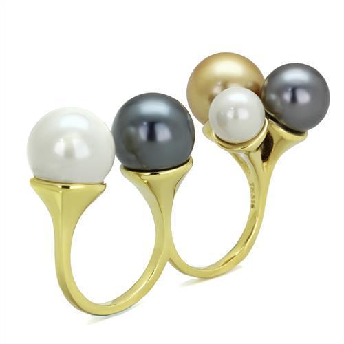 MATK2108 - IP Gold(Ion Plating) Stainless Steel Ring with Synthetic Pearl in Multi Color
