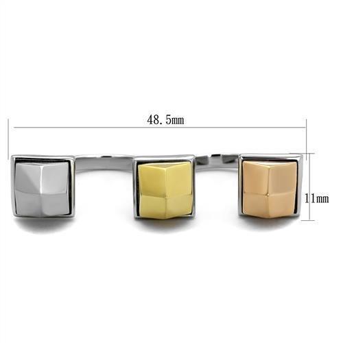 MATK2109 - Three Tone (IP Gold & IP Rose Gold & High Polished) Stainless Steel Ring with No Stone