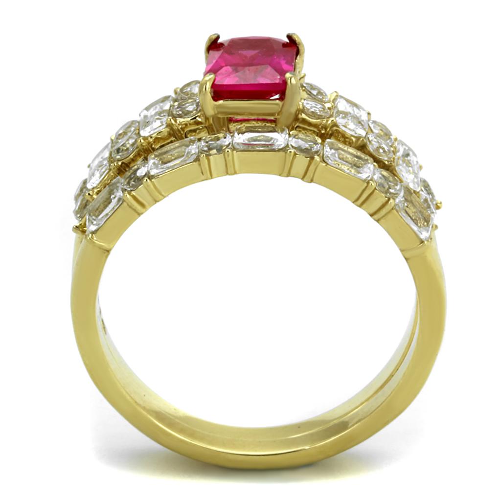 MATK2134 - IP Gold(Ion Plating) Stainless Steel Ring with AAA Grade CZ in Ruby