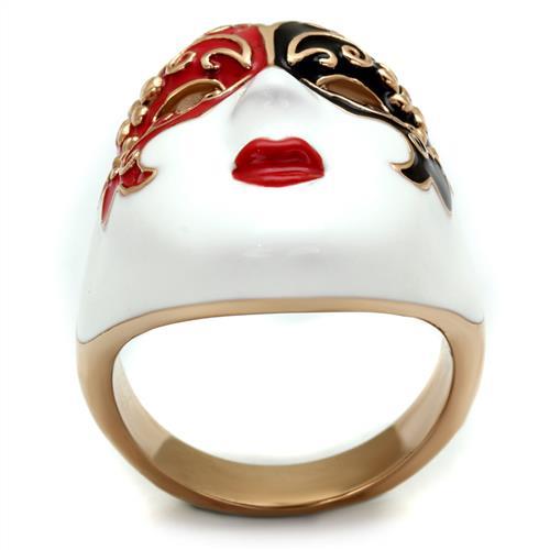 MATK2142 - IP Rose Gold(Ion Plating) Stainless Steel Ring with Epoxy in Multi Color