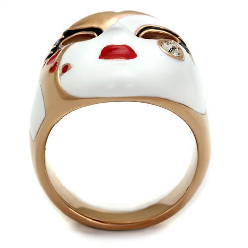 MATK2143 - IP Rose Gold(Ion Plating) Stainless Steel Ring with Top Grade Crystal in Clear