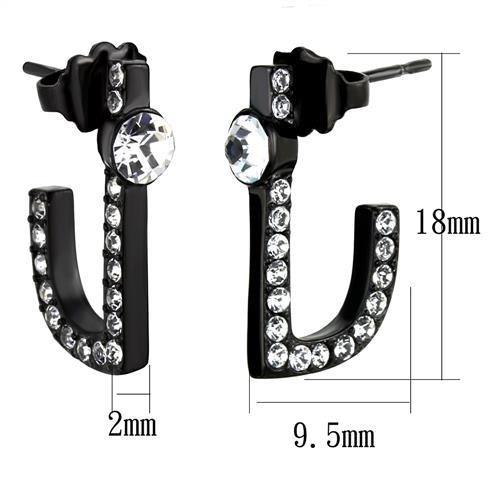MATK2150 - IP Black(Ion Plating) Stainless Steel Earrings with Top Grade Crystal in Clear